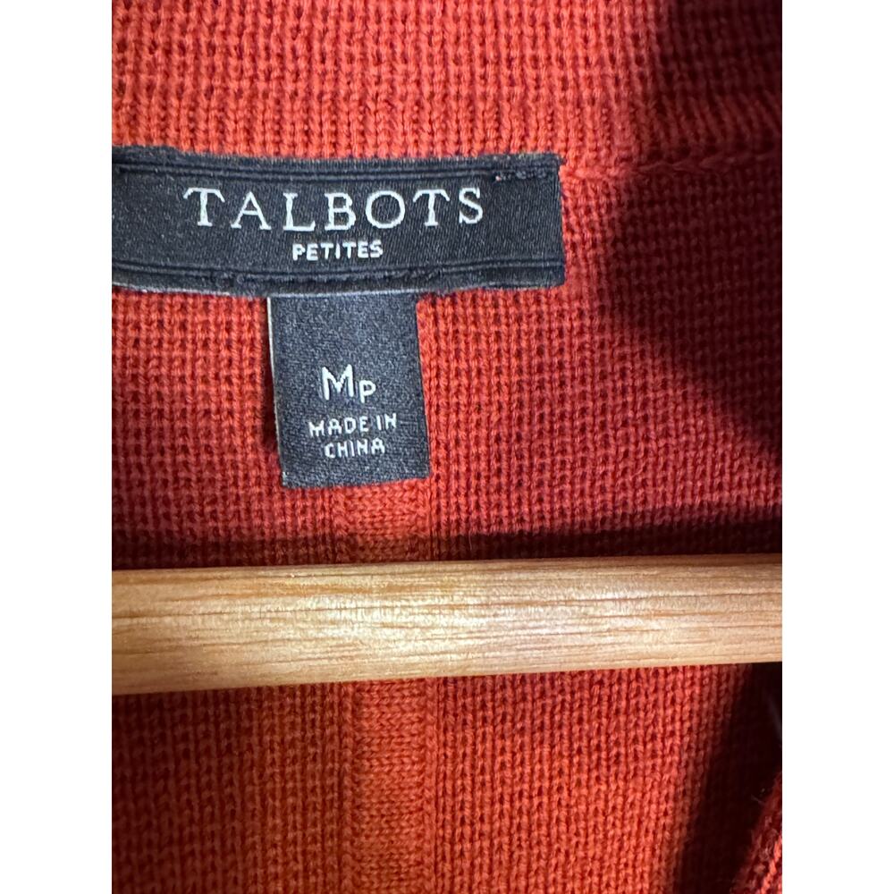 Talbots MP (Medium Petite) Burnt Orange Knit Sweater Button Down With Collar - Picture 3 of 4